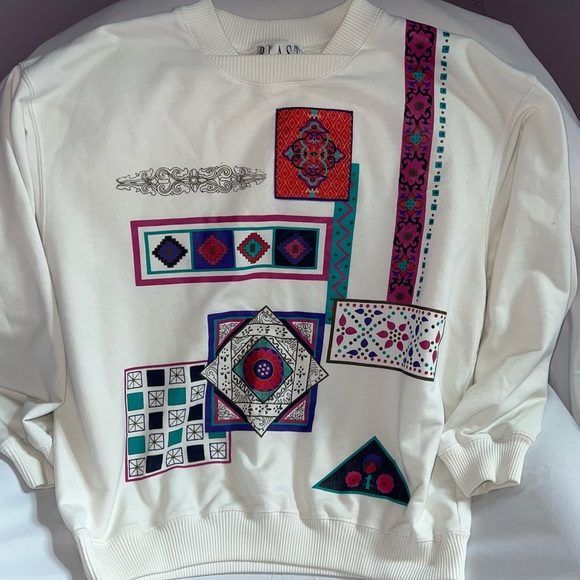 Vintage Retro Sweatshirt Pattern 90s Crewneck Size Petite Large - Picture 1 of 4